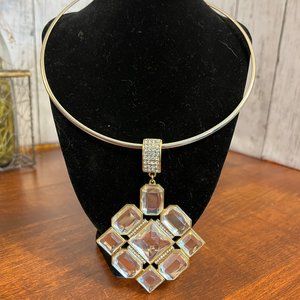 4 for $25 - Statement Necklace - Silver and Clear